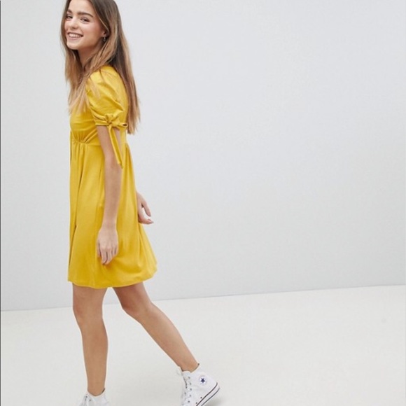 yellow dress button up